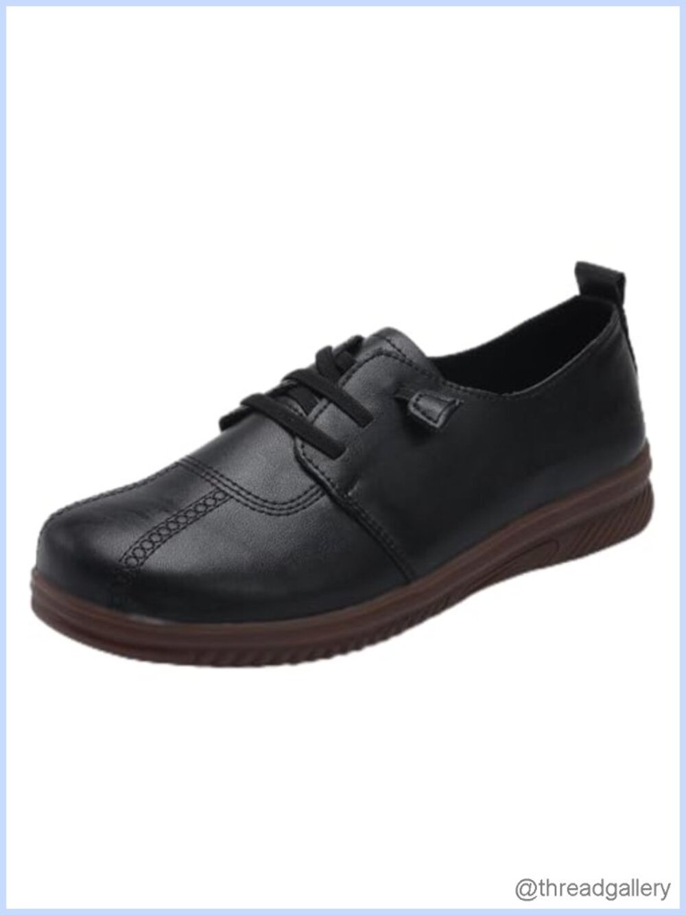 Women's Leather Loafers Lace-Up Casual Flat Walking Shoes